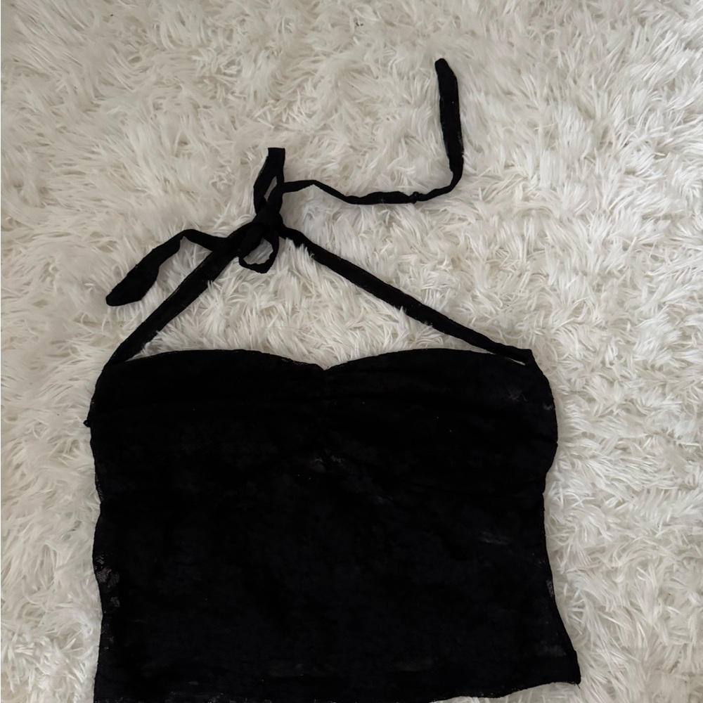 Black Lace Halter Top